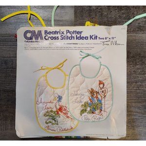 1977 Beatrix Potter Peter Rabbit and Jemima Puddleduck Bibs Stamped Cross Stitch